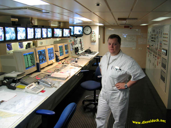 Martin in the engine control room of the Vision of the Seas